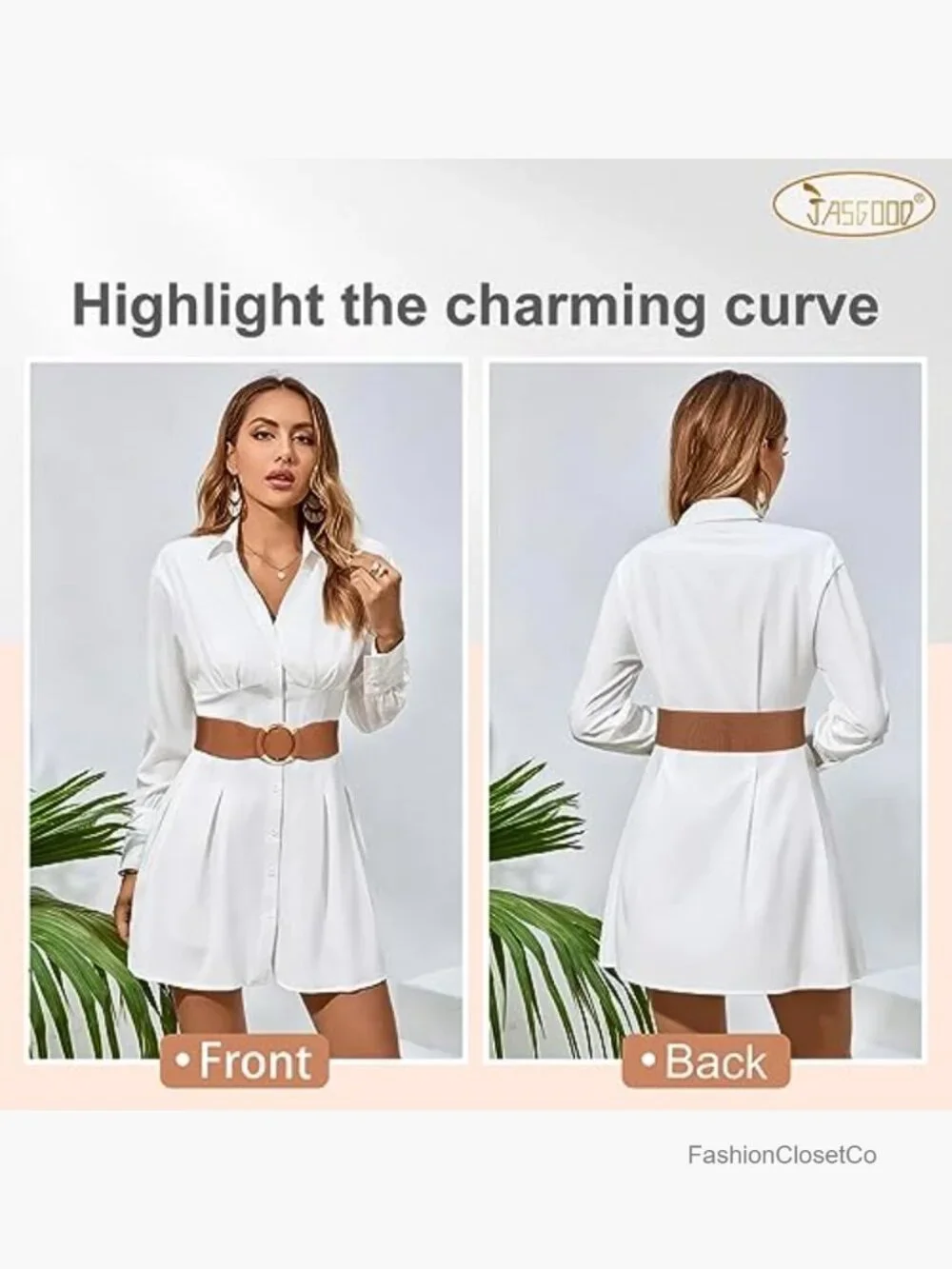 Wide Elastic Waist Belt with Circle Buckle - 2.95